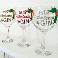 Personalised Holly & Berries Christmas Glass